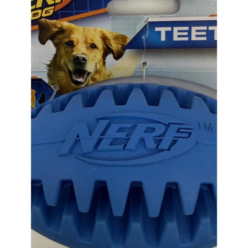 Nerf Dog Teether 1532 Blue Durable Rubber Heavy Duty Toy Medium Large